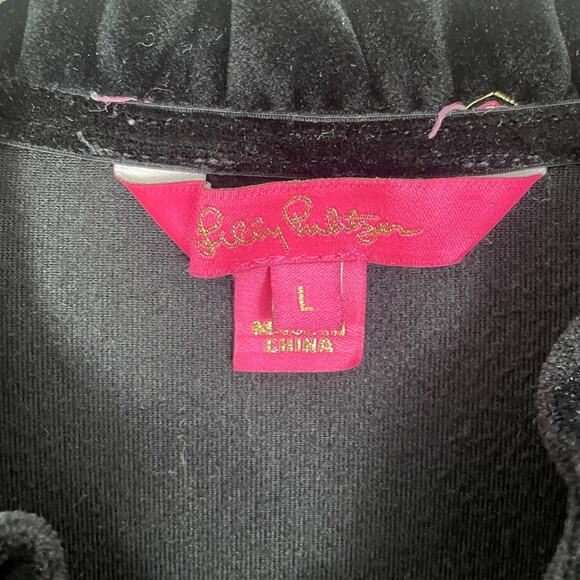 Lilly Pulitzer Jayla Velour Ruffle Full Zip Jacket Pant Set Black Sz Large Chic - Picture 13 of 16